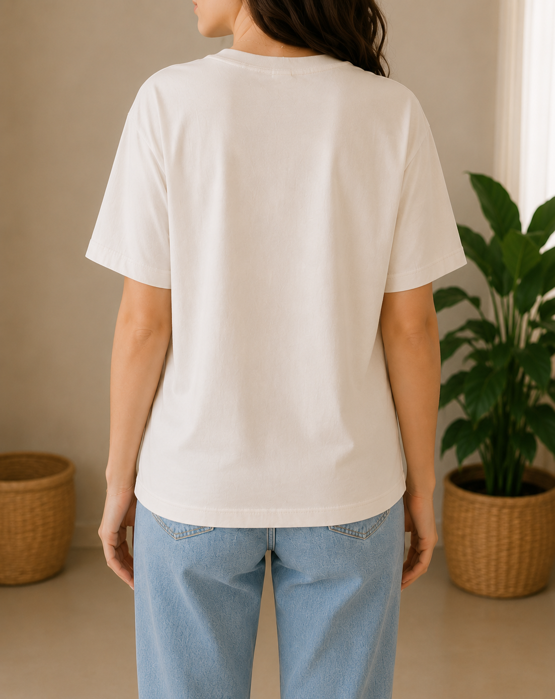 Couple Line Art Oversized Tee - Back View