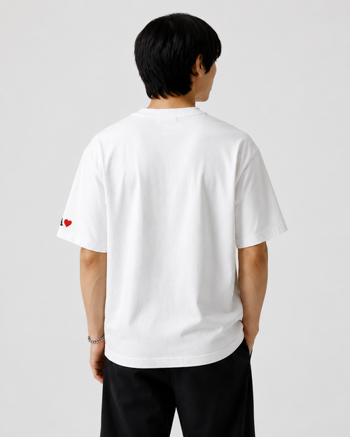 Anatomical Heart Embroidery Oversized Tee - Model Back