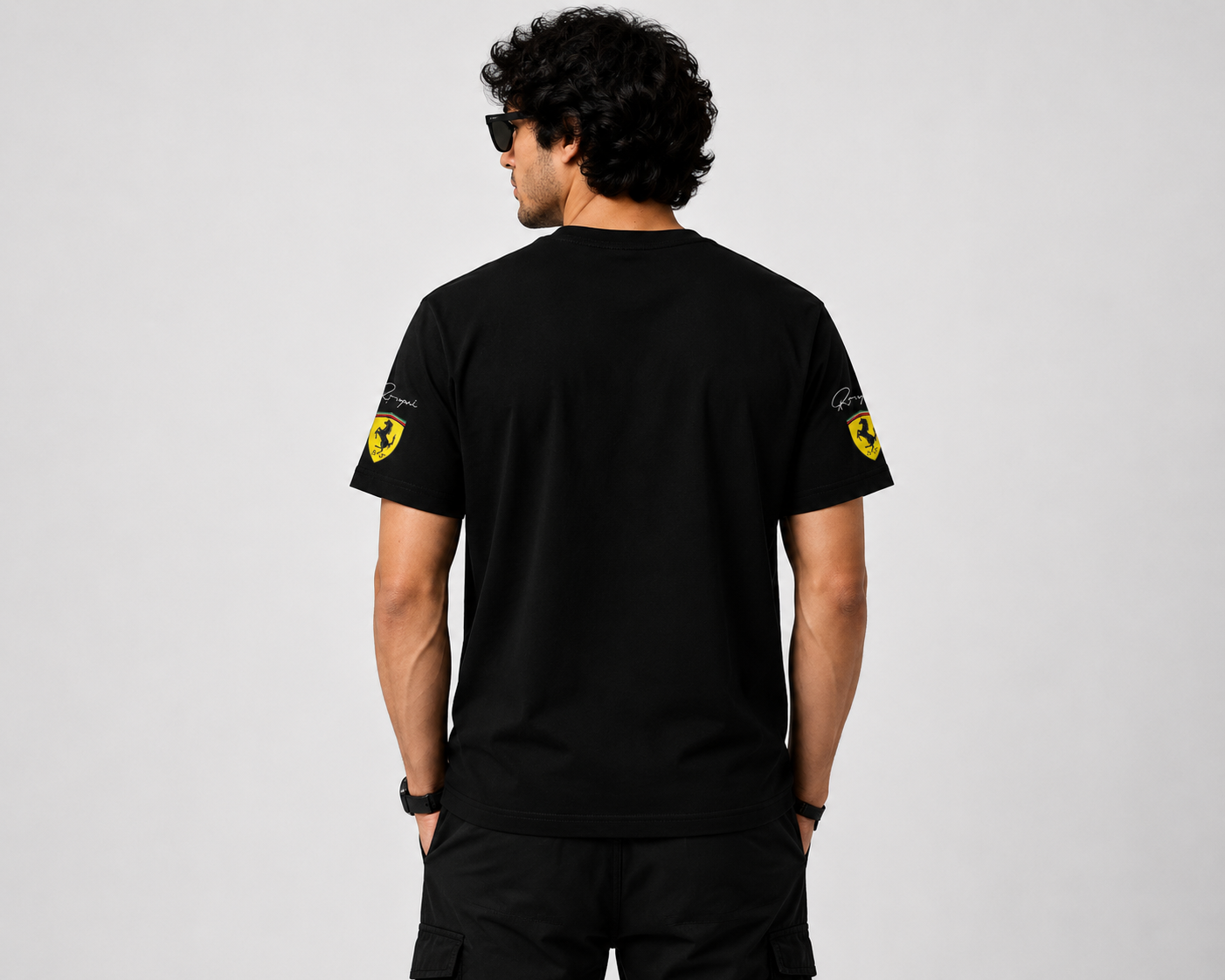 Scuderia Ferrari F1 Black Oversized Tee - Model Back