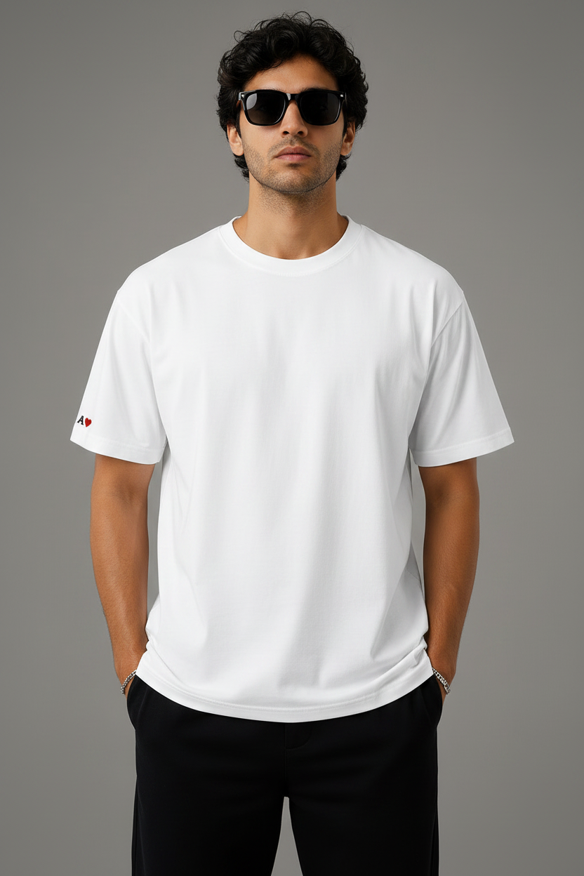 Mercedes-AMG GT5 White Back Print Oversized Tee - Model Front