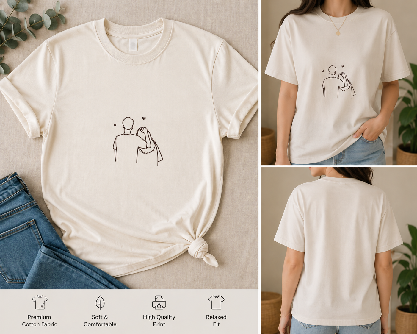 Couple Line Art Oversized Tee